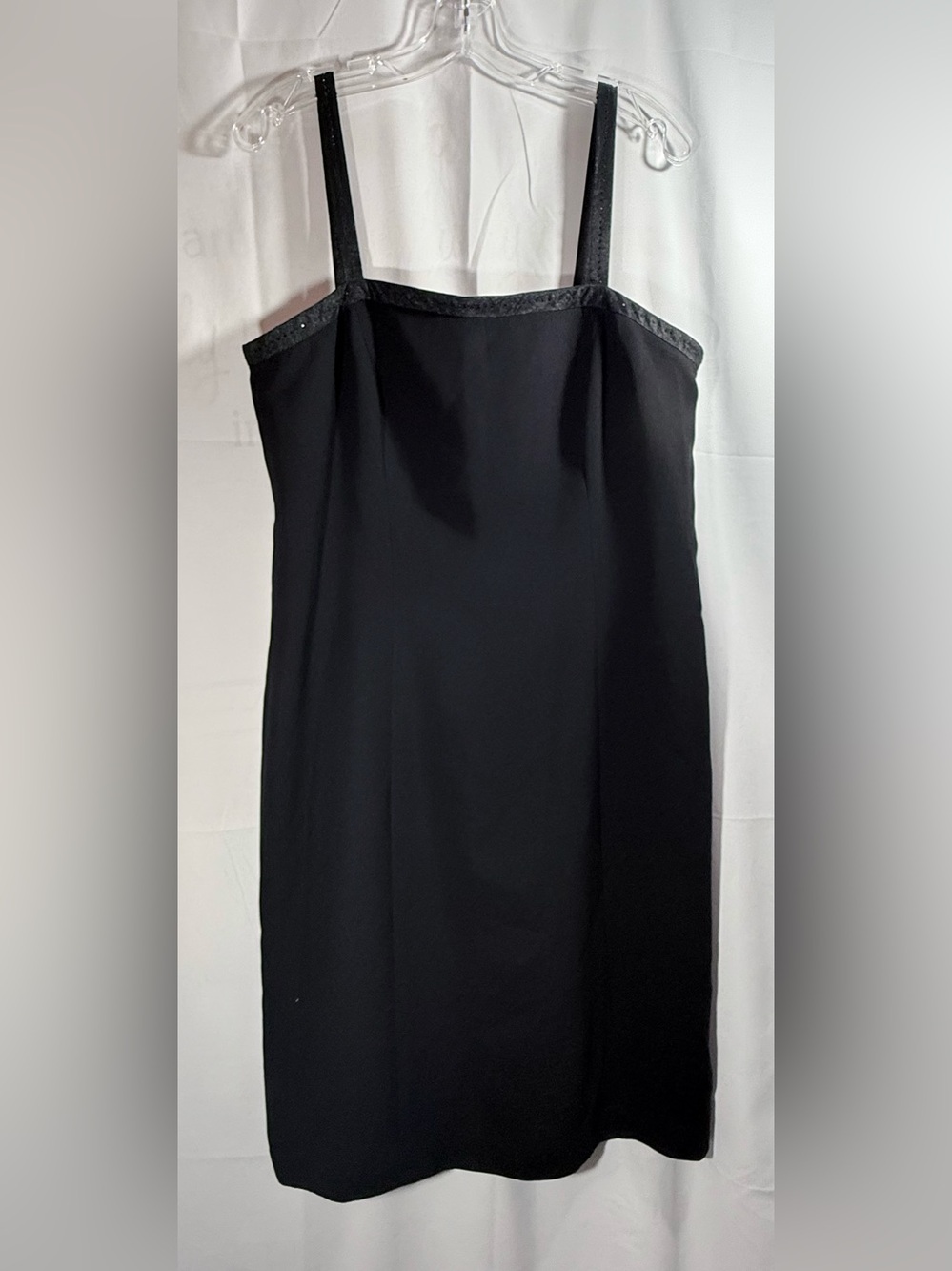 Casual Corner Black Spaghetti Strap Sequin Dress Size 14